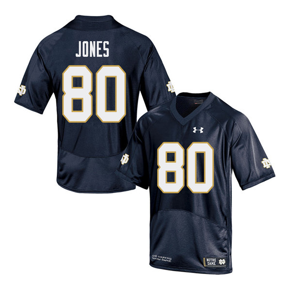 Men's NCAA Notre Dame Fighting Irish #80 Micah Jones Stitched College Under Armour Authentic Navy Big & Tall Football Jersey XV10C54TG